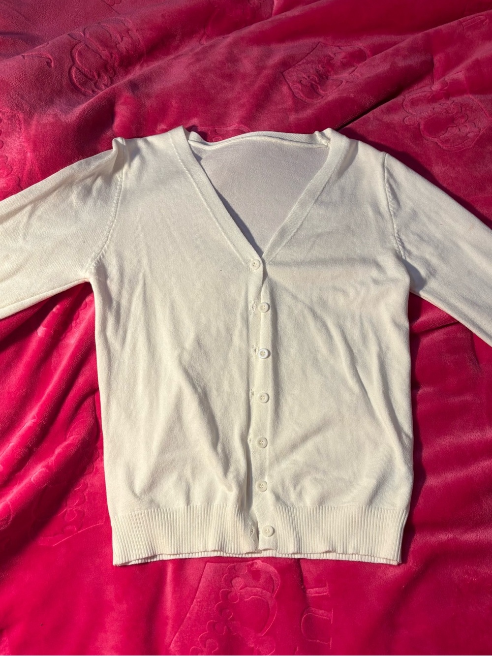 SHEIN Ivory V-Neck Button Front Cardigan